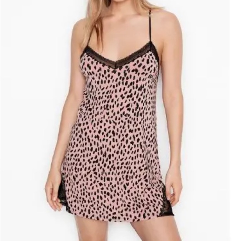 Victoria’s Secret y2k modal Leopard animal Print Chemise slip nightgown